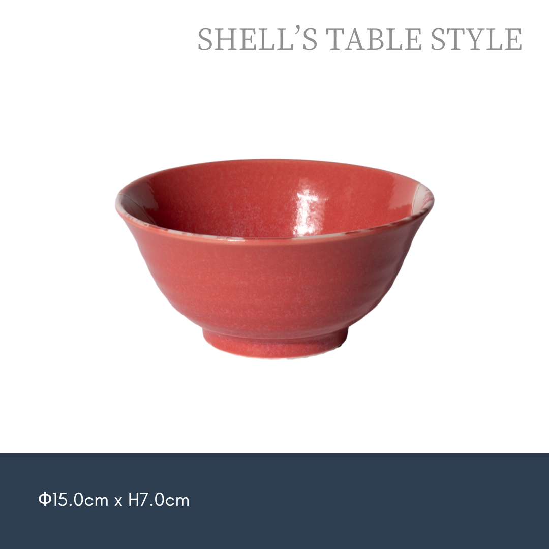 Bát đỏ  họa tiết sóng biển